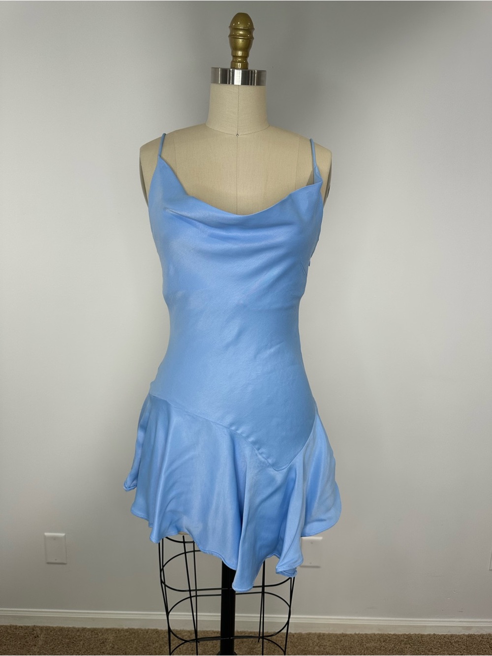 Zara Light Blue Cowl Neck Slip Dress